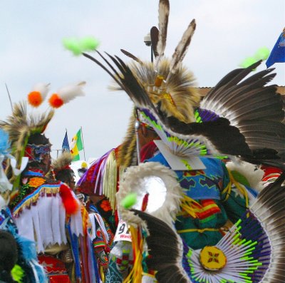 THE POW WOW HAS SEVERAL LEVELS OF DANCES WITH INDIVIDUAL DANCERS COMPETING FOR PRIZE MONEY IN EACH DIVISION