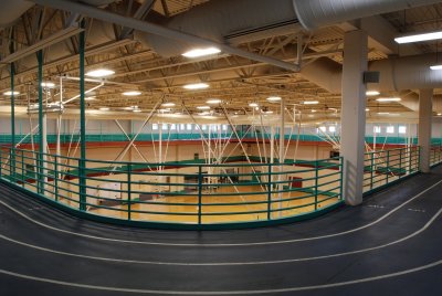 THE INDOOR TRACK ABOVE THE BASKETBALL COURTS GETS A LOT OF USE IN THE WINTER MONTHS