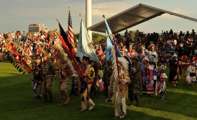 THIS WAS THE GRAND ENTRANCE PARADE OF THE ANNUAL MDEWAKANTON SIOUX POW WOW OR WACIPI