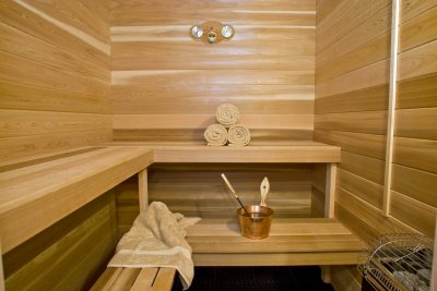 THE SAUNA IS HUGE AND HOLDS OVER 10 PEOPLE