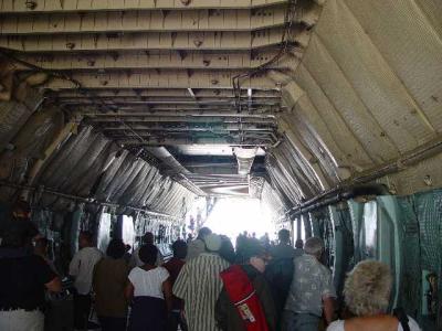 INTERIOR OF THE C-5 CARGO PLANE AT ENTRANCE TO AIR SHOW