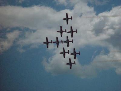 THE AIR SHOW WAS GREAT-CANADIAN SNOWBIRD IN FORMATION