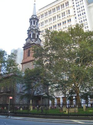 CHURCH ACROSS THE STREET  FROM THE WORLD TRADE CENTER WAS SAVED BY THE TREES