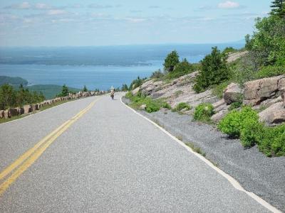 VIEW ON THE ROAD TOWARD JORDAN POND.........BIKERS LOVE THE LONG RIDE DOWN THE MOUNTAIN