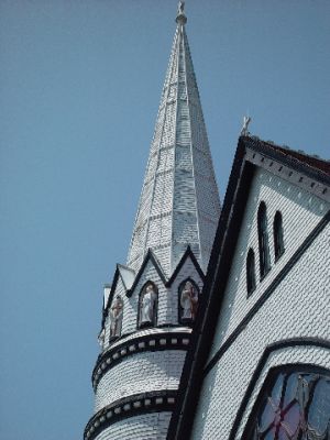 NOTICE THE SAINTS RINGING THE STEEPLE