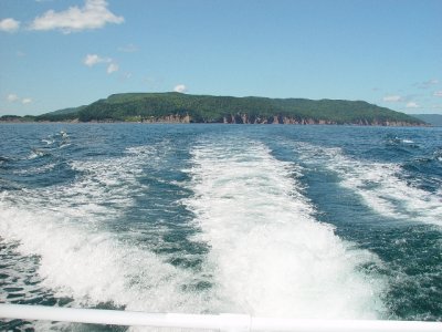 FROM THE BACK OF THE BOAT AS WE CRUISED TO THE ISLANDS