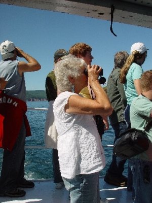 AS WE APPROACHED THE FIRST ISLAND EVERYONE WAS ON DECK TO SEE THE BIRDS