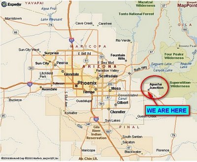 WE SPENT A MONTH IN APACHE JUNCTION 20 MILES EAST OF DOWNTOWN PHOENIX
