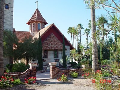 THIS WAS THE BACK OF THE CHAPEL WITH THE BELL TOWER ON THE LEFT