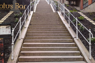 A long staircase at a slow stroll through Linnstaden in Gteborg