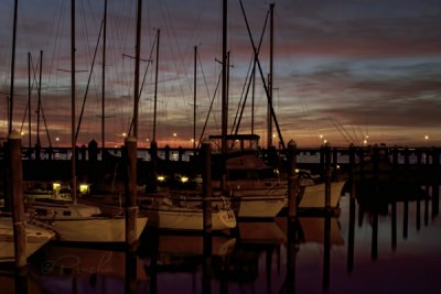 SAILBOATS IN SUNSET AT FORT MONROE