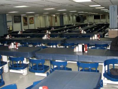 MESS HALL WITH FIXED CHAIRS