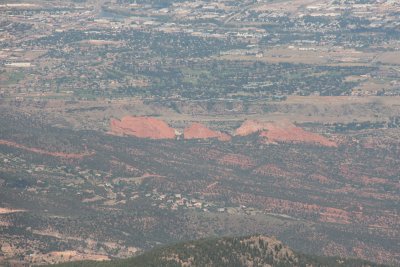 Garden of the gods from the top of Pikes Peak