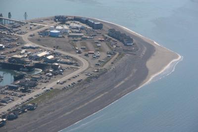 Homer Spit from the air on the way to Bear watching in Katmai National Park