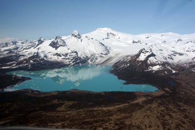 View of a glacier from the air on the way to Bear watching in Katmai National Park