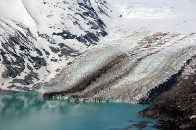 View of a glacier from the air on the way to Bear watching in Katmai National Park