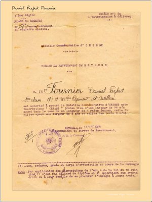 Daniel Parfait Fournier médaille d' Orient