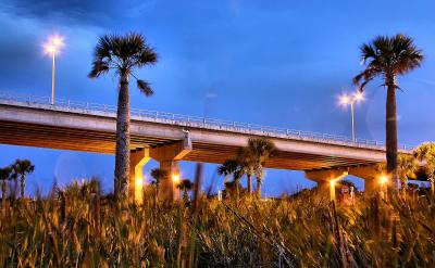 by the bridge