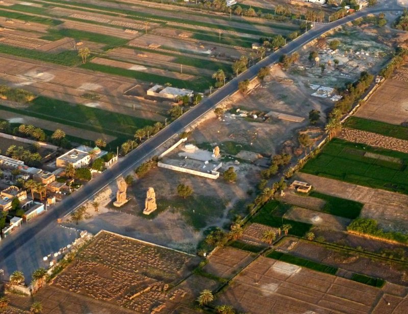 The Colossi of Memnon are All that Remain of Amenhotep III Memorial Temple (14th Century BC)