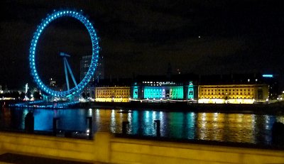 London Eye on Banks of the Thames River