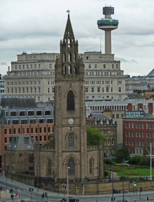 Tower of St. Nicholas Church & St. John's Beacon (Radio Tower), Liverpool. John's Beacon (Radio Tower), Liverpool