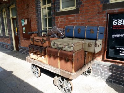Antique Luggage Cart with Luggage at Llangolen