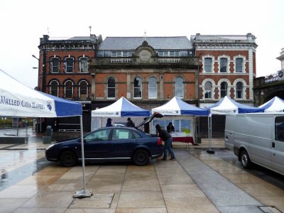 Setting Up Derry Market in the Rain