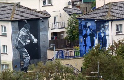 Two of 11 Murals in 'the People's Gallery' in the Bogside (Republican) Neighborhood of Derry, N. Ireland