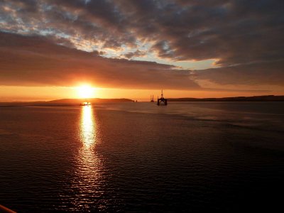 Sunrise Over Moray Firth Oil Field, Scotland