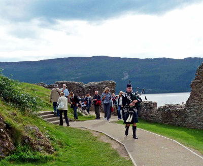 Highland Bagpiper on the Grounds of Urquhart Castle
