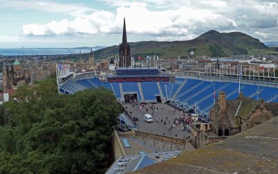 Looking down onto the Esplanade and Stands for the Edinburgh Military Tatoo