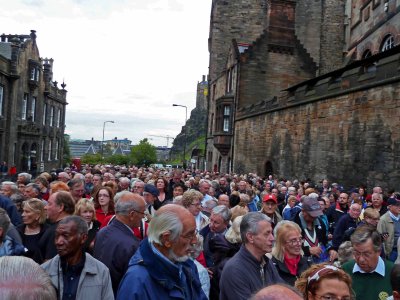 Crowd Behind Us, Waiting for Edinburgh Tattoo Gates to Open