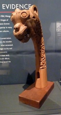 Replica of 9th Century Animal Head Post Found in Oseberg, Norway