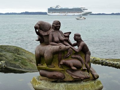 Mother of the Sea Statue in Nuuk is Only Visible at Low Tide