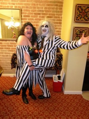 Jeanie & Beetlejuice in Coordinating Stripes