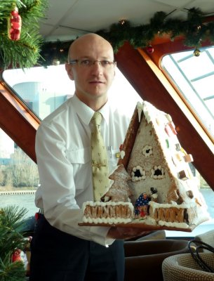 Joseph with Gingerbread House