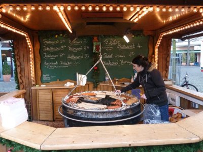Cooking Wursts at Christmas Market, Koblenz