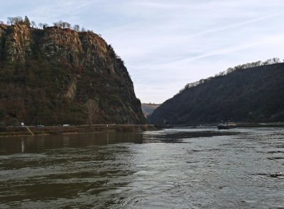 Lorelei Rock (on left) Marks Narrowest Part of Rhine Between Switzerland & the North Sea