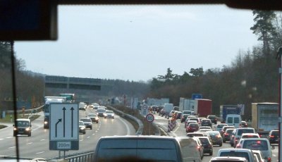 Traffic on the Autobahn from Karlsruhe to Stuttgart