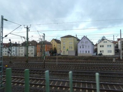 Houses on Train Tracks in Stuttgart, Germany