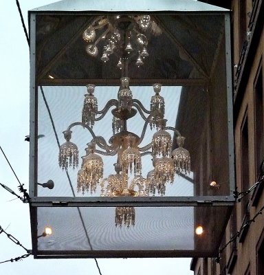 Baccarat Crystal Chandeliers Decorate a Street in Strasbourg