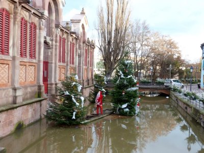 Santa on a 'Barque' in Colmar, France