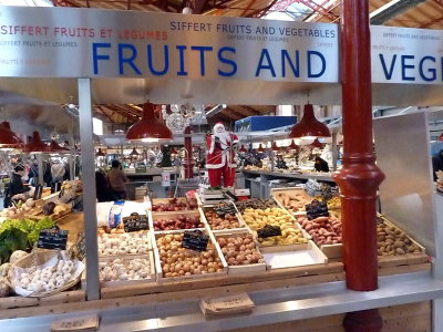 Santa Among Fruit & Vegetables in Colmar, France