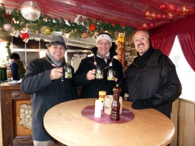 Stephan, Urs, & Bill Drinking Gluhwein in Basel