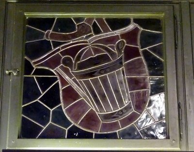 Stained Glass in Saffron Guild Hall Depicting Wine Guild