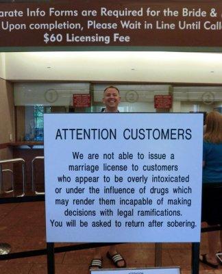 Interesting Sign at the Las Vegas Wedding Bureau