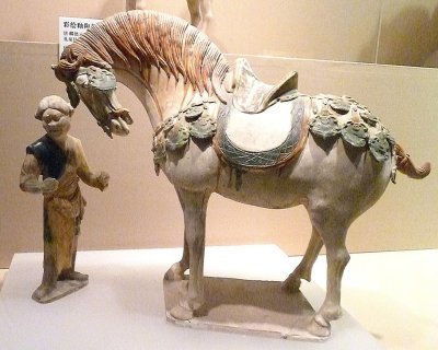  Tri-color Horse & Its Groom from the Tang Dynasty (618 - 907 AD)