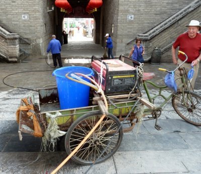 Cleaning the Street Inside the City Wall of  Xi'an