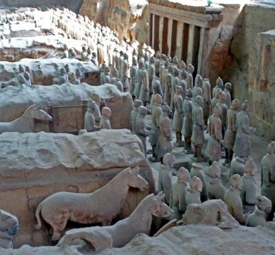 Side View of Pit 1 with Terra-Cotta Warriors