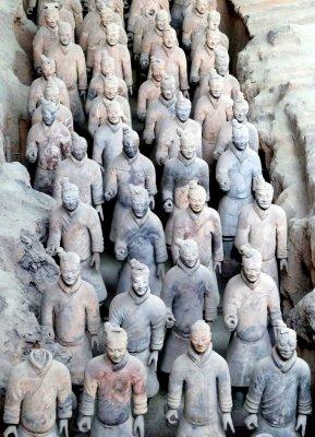 Terra-Cotta Warriors with Some Color Remaining